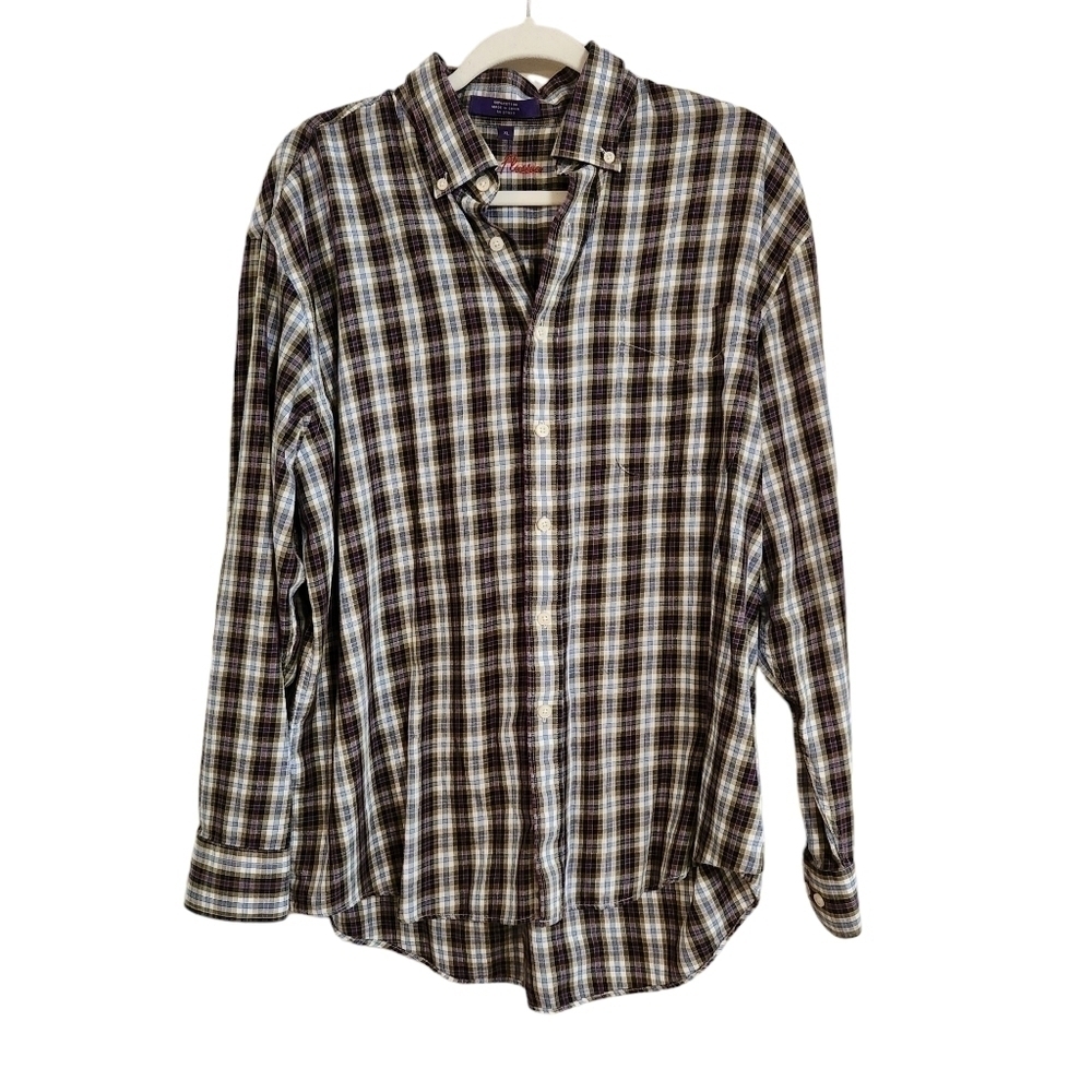 Alan Flusser Plaid Shirt, Mens sz XL